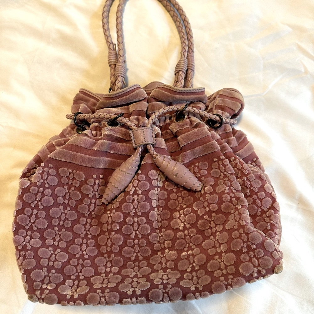 Bottega Veneta pink velvet and leather handbag